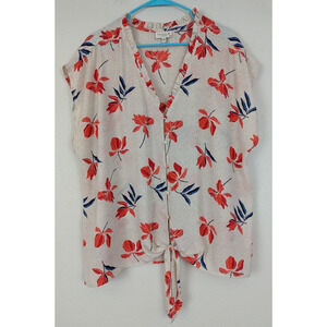 Studio B by Bobeau sz 3X Shirt buttons ties at bottom multi color floral 1179